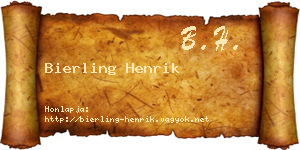 Bierling Henrik névjegykártya